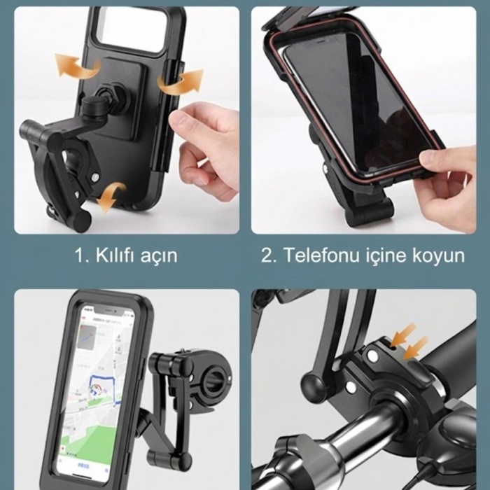 ® Yeni Ürün Motosiklet Bisiklet Su Geçirmez Manyetik Telefon Tutucu Gidon Navigasyon Kılıfı